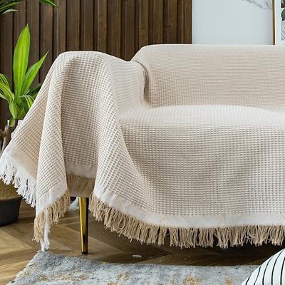 Sofa-/Couchbezug, Baumwolle, Sofaüberzüge, Sofahandtuchdecke, Sofaüberwürfe, Bezüge für Kissen, Couch, Couchbezug für Hunde, Möbelschutzbezug mit Quaste Image