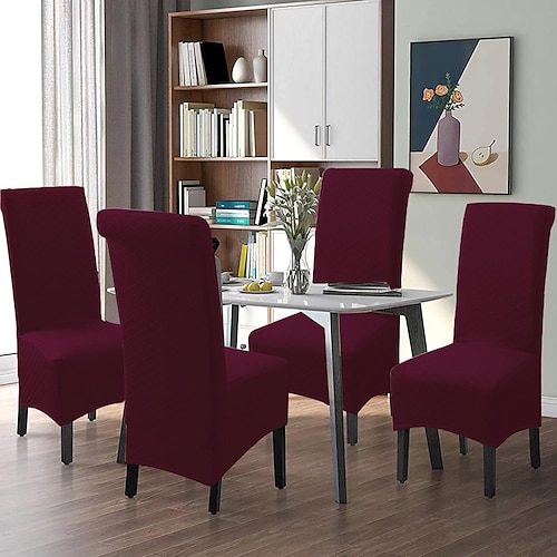 Stuhlhussen für Esszimmerstühle, wasserabweisend, dehnbar, Stuhlhusse mit hoher Rückenlehne, Schonbezug aus Spandex, Sitzbezüge mit Gummiband für Hochzeiten, 1 Stück Image