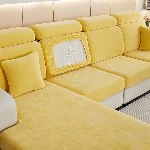 Stretch-Sofa Sitzkissenbezug Schonbezug elastischer Couch-Anreihsessel 2er-Sessel 4- oder 3-Sitzer L-Form solide weich strapazierfähig waschbar Image