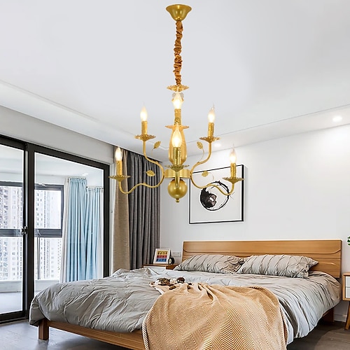 led pendelleuchte 6/12/16 lichter bauernhaus pendelleuchte rustikal industrie eisen kerze deckenleuchte für esszimmer leuchte hängende kerze hängende pendelleuchte e14 basis Image