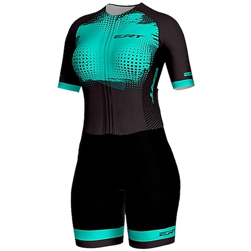 Damen Triathlonanzug Kurzarm Triathlon Sommer Frühling Herbst Silber Hellgelb Dunkelgrau Grafik Fahhrad Radfahren Fitness, Laufen Yoga Elastisch Ganzkörper Lycra Sport Bekleidung Image