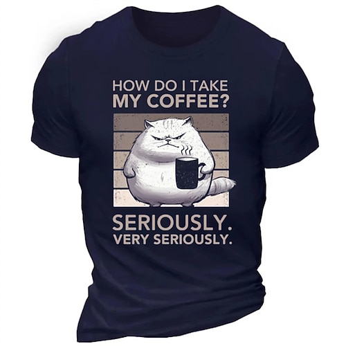 Lustiges Kaffeeliebhaber Herren Grafik T-Shirt Wie nehme ich meinen Kaffee Ernsthaft. Sehr ernsthaft. Grumpy Cat Kurzarm T-Shirt. Image