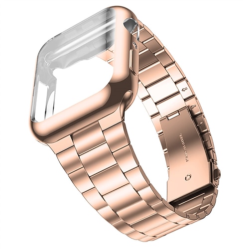 Kompatibel mit Apple Watch Armband 38mm 40mm 41mm 42mm 44mm 45mm 49mm mit Fall Stoßresistent Edelstahl Ersatzarmband für iwatch Ultra 2 Series 9 8 7 SE 6 5 4 3 2 1 Image