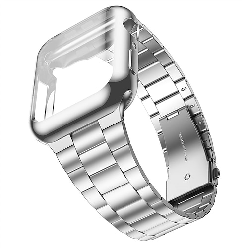 Kompatibel mit Apple Watch Armband 38mm 40mm 41mm 42mm 44mm 45mm 49mm mit Fall Stoßresistent Edelstahl Ersatzarmband für iwatch Ultra 2 Series 9 8 7 SE 6 5 4 3 2 1 Image