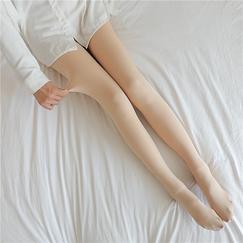 Damen Strumpfhose Heim B¨¹ro Arbeit Feste Farbe Elasthan Nylon Basic Klassisch warm halten 1 Paar Image