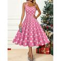 Damen Midikleid Winter Kleid A Linie Kleid Gepunktetes Kleid Neckholder-Kleid Modisch Strassenmode Modern Outdoor Party Verabredung Regular Fit Punkt Ärmellos Halfterhals Schwarz Rosa Rote Blau