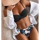 Damen Badeanzug Bikinis 2 Stück Normal Bademode 2 teilig Rückenfrei Sexy Print Hoch tailliert Blumen Blätter Gurt Urlaub Modisch Badeanzüge