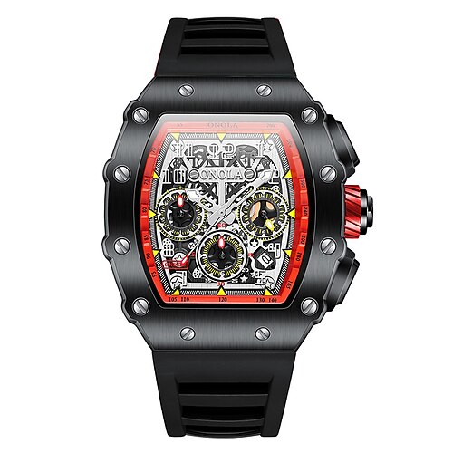 ONOLA Herren Mechanische Uhr Outdoor Sport Fashion Freizeit Automatisch Selbstaufziehende Leuchtender Kalender Wasserdicht Silikon Gel Uhr Image