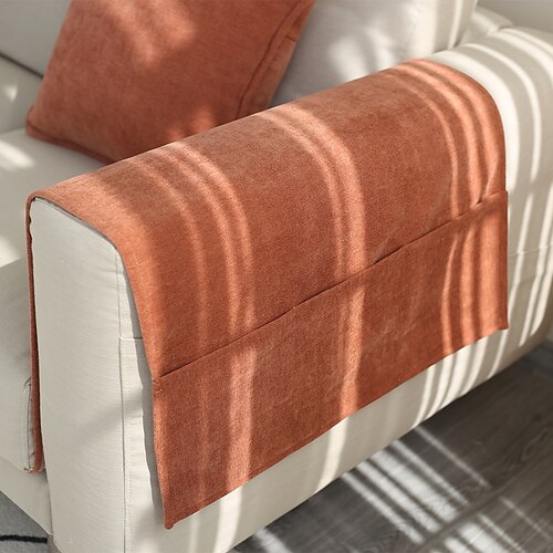 Sofa-Armlehnenbezug, einfarbig, erweiterter, rutschfester Aufbewahrungsbezug, dicker Chenille-Sofa-Armlehnenbezug Image