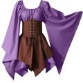 Retro Vintage Mittelalterlich Renaissance Kleid Chemise Überkleid Dame Vikinger Ranger Elfen Damen Karneval Leistung Party Casual Kleid