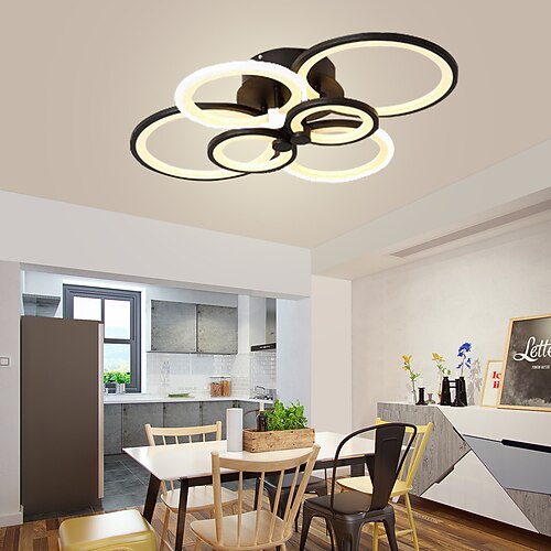 6-flammige LED dimmbare Deckenleuchte Einbauleuchten Kreisdesign moderner Stil Einfachheit Acryl 90w Wohnzimmer Esszimmer Schlafzimmer Leuchte nur mit Fernbedienung dimmbar Image