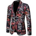 Herren Ugly Blazer Jacke Blazer Geometrisch Regular Slim Fit Schwarz Weiß Rot Blau 2024