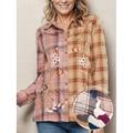 Damen Hütte Baumwolle Blumen Plaid Farbblock Arbeit Casual Festtage Bestickt Braun Langarm Brautkleider schlicht Hemdkragen Frühling Herbst