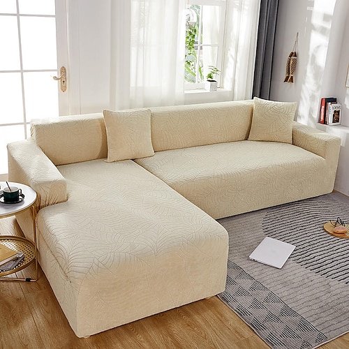 Stretch-Sofabezug, Schonbezug, weinrot, elastisch, Sofagarnitur, Sessel, Zweisitzer, 4- oder 3-Sitzer, L-Form, Jacquard, grau, wasserabweisend, einfarbig, weich, strapazierfähig, waschbar Image