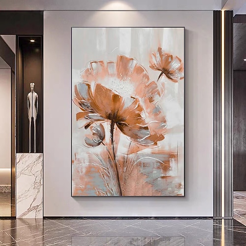 Mintura handgemachte abstrakte Blumen-Ölgemälde auf Leinwand, Wandkunst, Dekoration, modernes Bild für Heimdekoration, gerolltes, rahmenloses, ungedehntes Gemälde Image