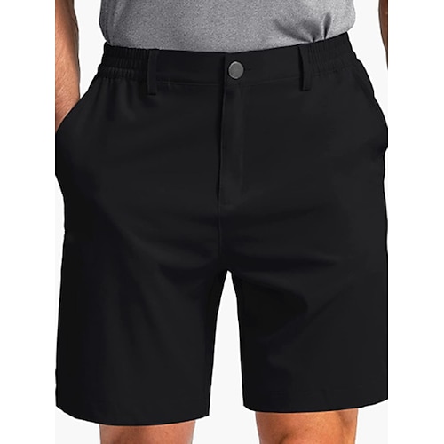 Herren Shorts Kurze Hosen Kleid-Shorts Bermudas Tasche Elastische Taille Glatt Komfort Atmungsaktiv Outdoor Täglich Ausgehen Modisch Brautkleider schlicht Schwarz Khaki Image