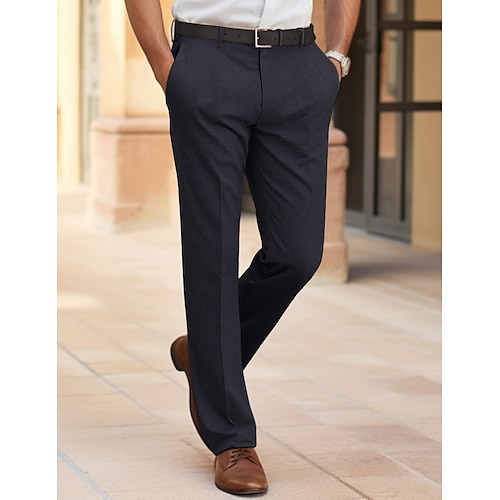 Herren Anzughosen Hose Hosen Anzughose Tasche Glatt Komfort Atmungsaktiv Outdoor Täglich Ausgehen Modisch Brautkleider schlicht Schwarz Dunkelblau Image