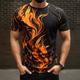 Flame Herren-T-Shirt im Street-Style mit 3D-Druck, T-Shirt, Sport, Outdoor, Urlaub, Ausgehen, T-Shirt, rot, lila, orange, kurzärmeliges T-Shirt mit Rundhalsausschnitt, Frühlings- und Sommerbekleidung, Bekleidung, S, M, L, XL