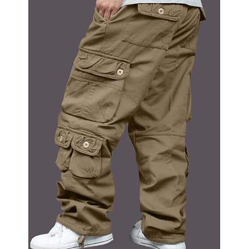 Herren Cargohose Cargohosen Cargohose Cargohosen Arbeitshose Tasche Glatt Komfort Atmungsaktiv Outdoor Täglich Ausgehen Brautkleider schlicht Groß und hoch Schwarz Armeegrün Image
