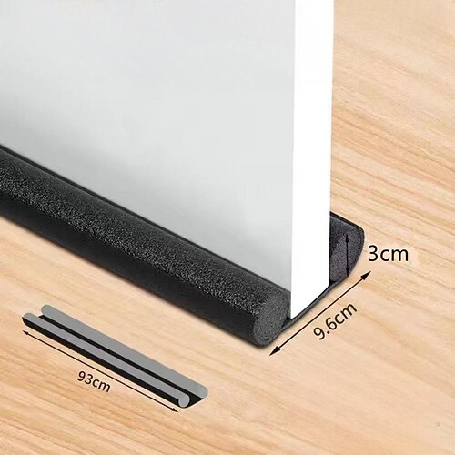 1 Stück Tür-Zugluftstopper 36,6 Zoll unter der Tür-Zugluftsperre, schwarze Lückenstopper, Eingangstür-Zugluftschutz für die Unterseite der Türen, einstellbarer Doppeltür-Zugluft Image
