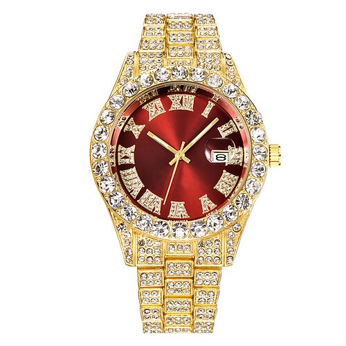 Quarz Uhr für Männer Männlich Hip Hop Voller Diamant Uhr Luxus Edelstahl Uhr Männer Analog Quarz Armbanduhren Geschenk Freund Image