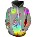 Herren Hoodies Langarm Cartoon schwarz grau Design täglich ausgehen Übergröße aktiv übertrieben Loose Fit Winter Herbst Winter Pullover Hoodie