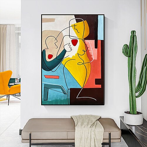 Handgefertigtes Ölgemälde auf Leinwand, Wandkunst, Dekoration, Pablo Picasso-Stil, Mädchen für Wohnkultur, gerollt, rahmenlos, ungedehnt Image