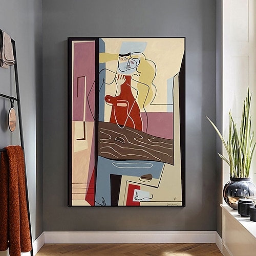Handgefertigtes Ölgemälde auf Leinwand, Wandkunst, Dekoration, Pablo Picasso-Stil, Mädchen für Wohnkultur, gerollt, rahmenlos, ungedehnt Image