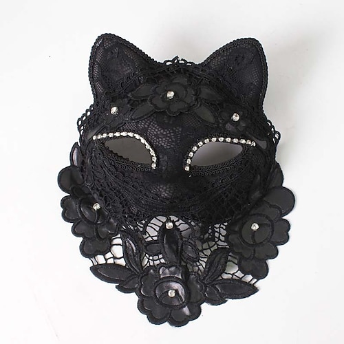 Venedig Karneval Katzenmaske schwarze Maske Abschlussfeier Zubehör Frauen elegante Halloween Cosplay Masken Weihnachtsgeschenk Image