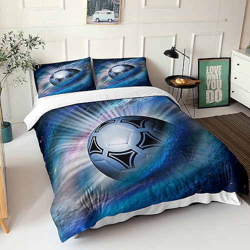3D-Bettwäsche, Sport, Basketball, Baseball, Aufdruck, Bettbezug, Bettwäsche-Sets, Bettbezug mit 1 bedruckter Bettbezug oder Bettdecke, 2 Kissenbezüge für Doppelbett/Queen/King Image