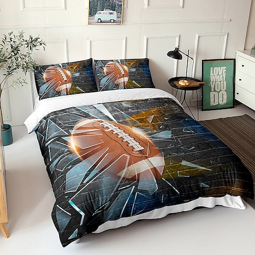 3D-Bettwäsche, Sport, Basketball, Baseball, Aufdruck, Bettbezug, Bettwäsche-Sets, Bettbezug mit 1 bedruckter Bettbezug oder Bettdecke, 2 Kissenbezüge für Doppelbett/Queen/King Image