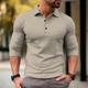 Herren Waffel-Poloshirt Polos mit Knöpfen Casual Sport Kargen Langarm Modisch Basic Glatt Taste Frühling Herbst Regular Fit Armeegrün Orange Khaki Hellgrau Waffel-Poloshirt