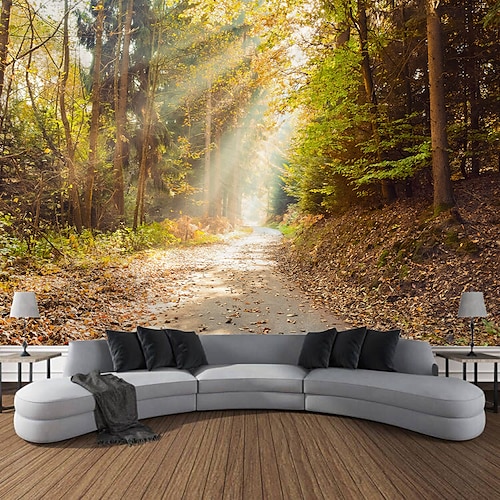 Wandteppich Herbst Wald Landschaft Tapisserie Wandkunst große Tapisserie Wanddekoration Fotografie Hintergrund Decke Vorhang Home Schlafzimmer Wohnzimmer Dekoration Wandtuch XXL Natur Image
