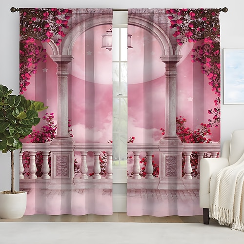 2-teilige Vorhangvorhänge, Verdunkelungsvorhang für Wohnzimmer, Schlafzimmer, Küche, Fensterbehandlungen, wärmeisolierte Raumverdunkelung Image