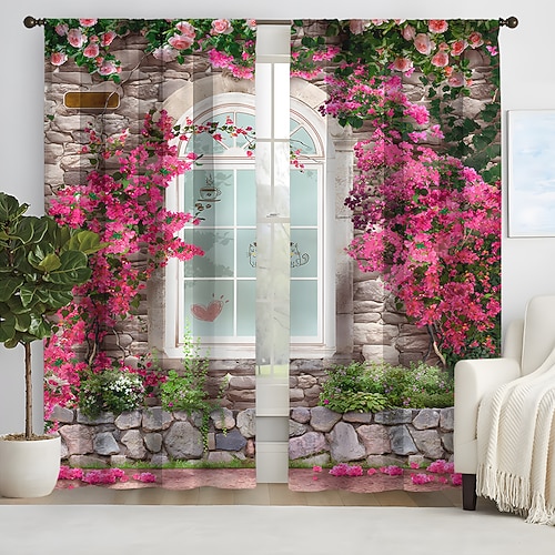 2-teilige Vorhangvorhänge, Verdunkelungsvorhang für Wohnzimmer, Schlafzimmer, Küche, Fensterbehandlungen, wärmeisolierte Raumverdunkelung Image