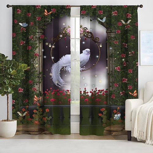 2-teilige Vorhangvorhänge, Verdunkelungsvorhang für Wohnzimmer, Schlafzimmer, Küche, Fensterbehandlungen, wärmeisolierte Raumverdunkelung Image