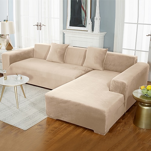 Samt-Sofabezug, weinrot, Stretch-Sofabezug für Kissencouch, dicker, weicher Sofabezug, waschbarer Möbelschutz, Sofabezüge für Hunde, passgenauer Sofabezug Image