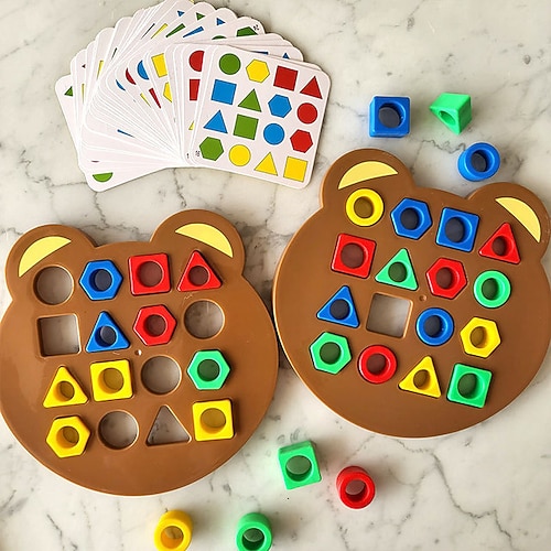 DIY Kinder geometrische Form Farbzuordnung 3D Puzzle Baby Montessori Spielzeug Lerneducational interaktives Kampfspielzeug für Kinder Weihnachtsgeschenk Image