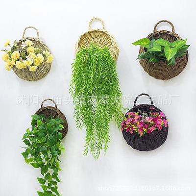 wandbehang blumenkorb dekoration gewebter korb strohkorb weidenblumentopf rattan korb pflanze rattan wandbehang blumenkorb großhandel Image