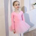 Tanzkleidung für Kinder Ballett Kleid Schleife Spitze Einfarbig Mädchen Ausbildung Leistung Langarm Hoch Baumwollmischung Tüll