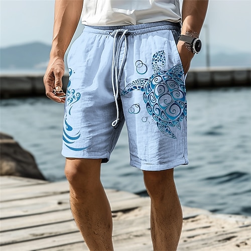Meeresschildkröte, Meeresleben, Herren-Resort, 3D-gedruckte Boardshorts, Badehose, elastische Taille, Kordelzug mit Netzfutter, Aloha-Hawaiian-Stil, Urlaub, Strand, S bis 3XL Image