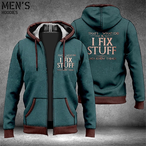 Herren Full-Zip Hoodie - Das mache ich ich repariere Sachen ich weiß Dinge Grafik Langarm Kapuzen-Sweatshirt Image