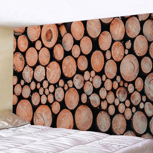 holz wandteppich kunst dekor decke vorhang hängen nach hause schlafzimmer wohnzimmer dekoration polyester Wandtuch XXL Natur Image