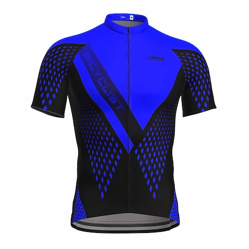 Herren Radtrikot Geometrisch Kurzarm Fahhrad Trikot Oberteil mit 3 Gesäßtaschen Mountainbike MTB Straßenradsport Schnelltrocknend Reflektierende Streifen Rückentasche Feuchtigkeitsableitend Sport Image