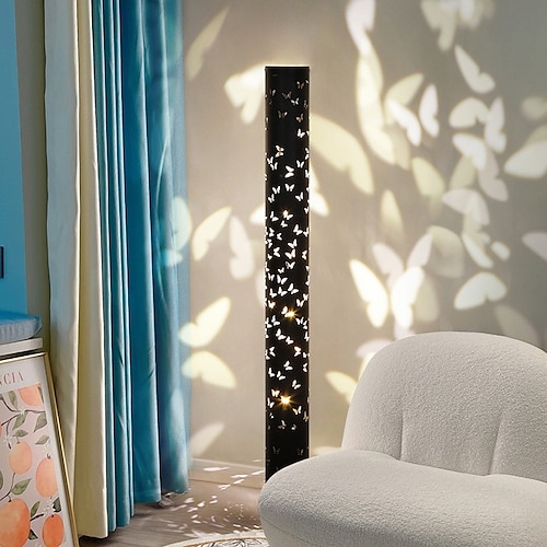 LED-Stehlampe, Schmetterling, hohes Ecklicht für Wohnzimmer, Umgebungsnachtlicht, romantisches Säulen-Stehlicht, moderne LED-Stehlampe für Schlafzimmer Image