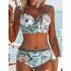 Damen Badeanzug Bikinis Normal Bademode 2 teilig Print Blumen Strandbekleidung Push-Up Hosen Badeanzüge