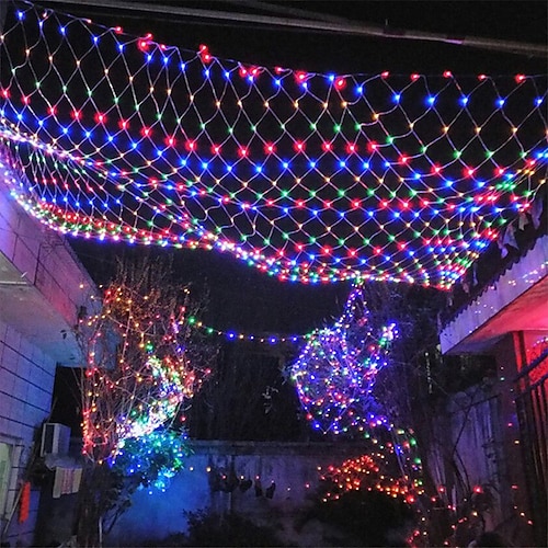 LED-Lichterkette aus Netzgewebe, Netzlichter für den Außenbereich, mehrfarbige LED-Lichterkette, wasserdicht, für Büsche, Sträucher, Hecken, Bäume und Gras Image