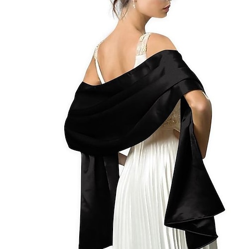 Hochzeits-Braut-Satin-Chiffon-Abendschal für Frauen, seidiger, einfarbiger Schal, Wickel, Stola für Hochzeiten, Brautjungfern, Abschlussbälle, Partys Image
