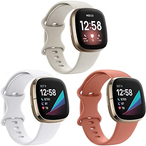 3 Stücke Uhrenarmband für Fitbit Versa 3 Sense Weiches Silikon Ersatz Gurt Damen Herren Wasserdicht Sportarmband Armband Image