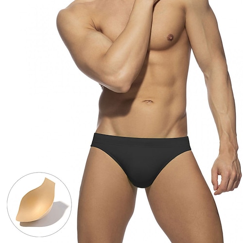 Herren Bademode Badehosen Einfarbig Antibakteriell Auslaufsicher Strand Schwimmbad Modisch Einfach Hellblau Schwarz Mikro-elastisch Image